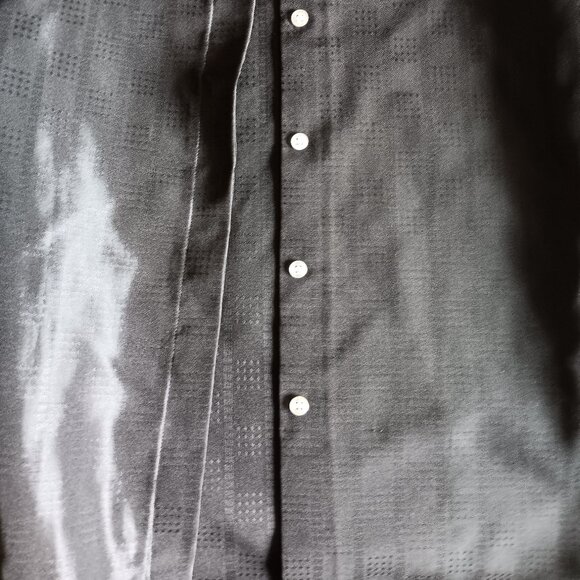 Vintage 80s Black Patterned Blouse Rose Detail Made in Canada Goth Deadstock NOS - Picture 6 of 10